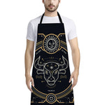 Vintage Taurus Zodiac Sign Print Bib Apron With Pocket