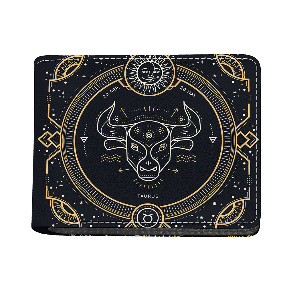Vintage Taurus Zodiac Sign Print Bifold Wallet