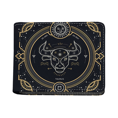 Vintage Taurus Zodiac Sign Print Bifold Wallet