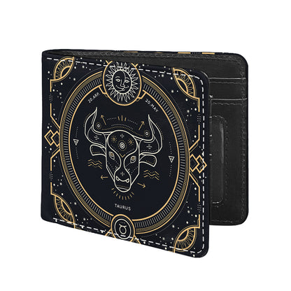 Vintage Taurus Zodiac Sign Print Bifold Wallet