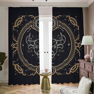 Vintage Taurus Zodiac Sign Print Blackout Pencil Pleat Curtains