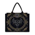 Vintage Taurus Zodiac Sign Print Canvas Tote Bag