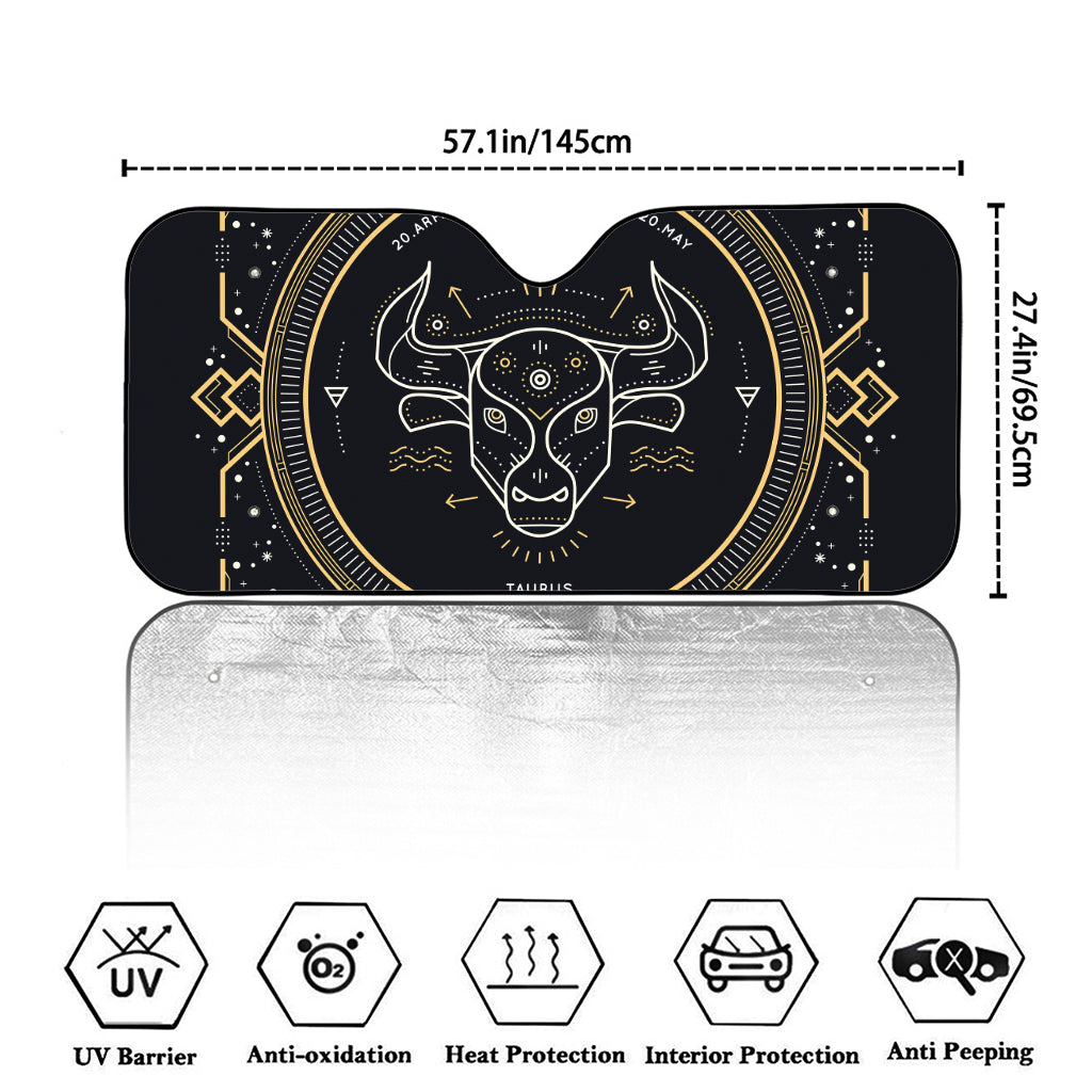 Vintage Taurus Zodiac Sign Print Car Windshield Sun Shade