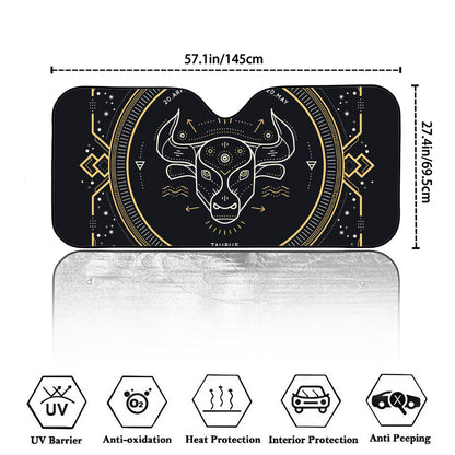 Vintage Taurus Zodiac Sign Print Car Windshield Sun Shade