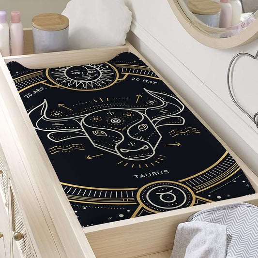 Vintage Taurus Zodiac Sign Print Changing Pad Cover