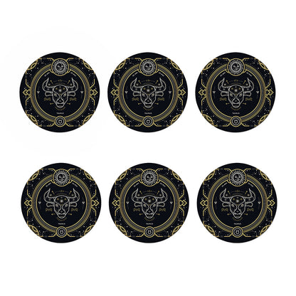 Vintage Taurus Zodiac Sign Print Coaster Set
