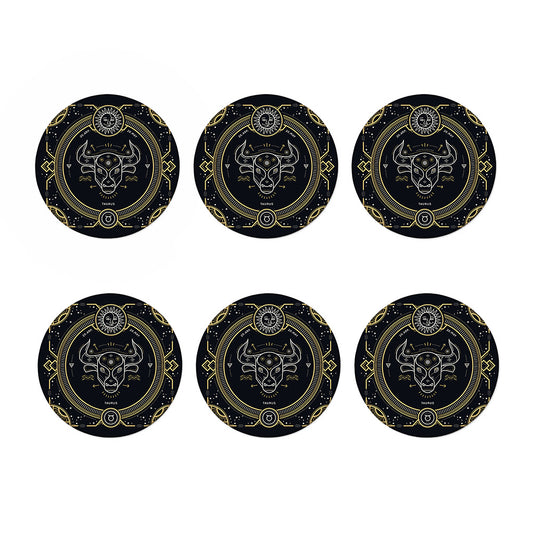 Vintage Taurus Zodiac Sign Print Coaster Set