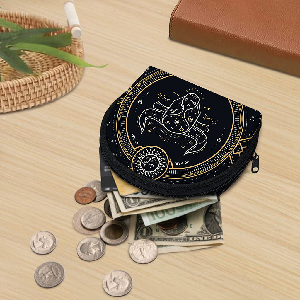 Vintage Taurus Zodiac Sign Print Coin Purse