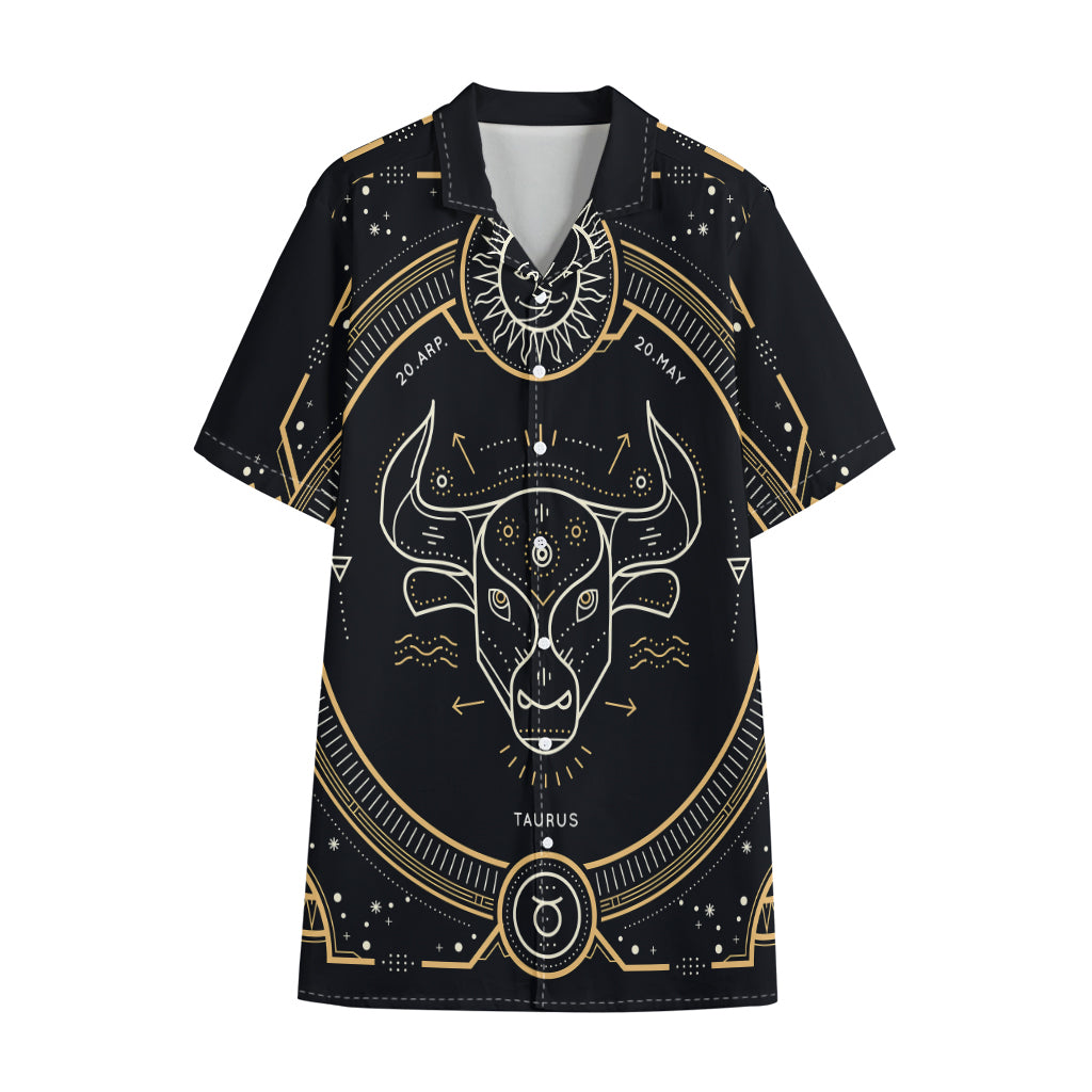 Vintage Taurus Zodiac Sign Print Cotton Hawaiian Shirt