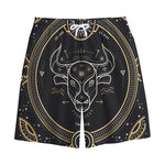 Vintage Taurus Zodiac Sign Print Cotton Shorts