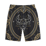 Vintage Taurus Zodiac Sign Print Cotton Shorts
