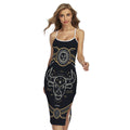 Vintage Taurus Zodiac Sign Print Cross Back Cami Dress