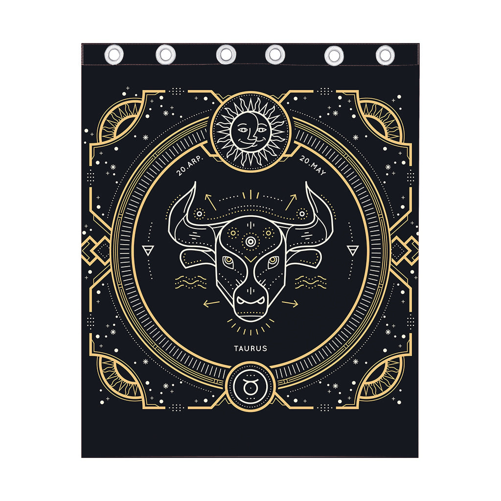 Vintage Taurus Zodiac Sign Print Curtain
