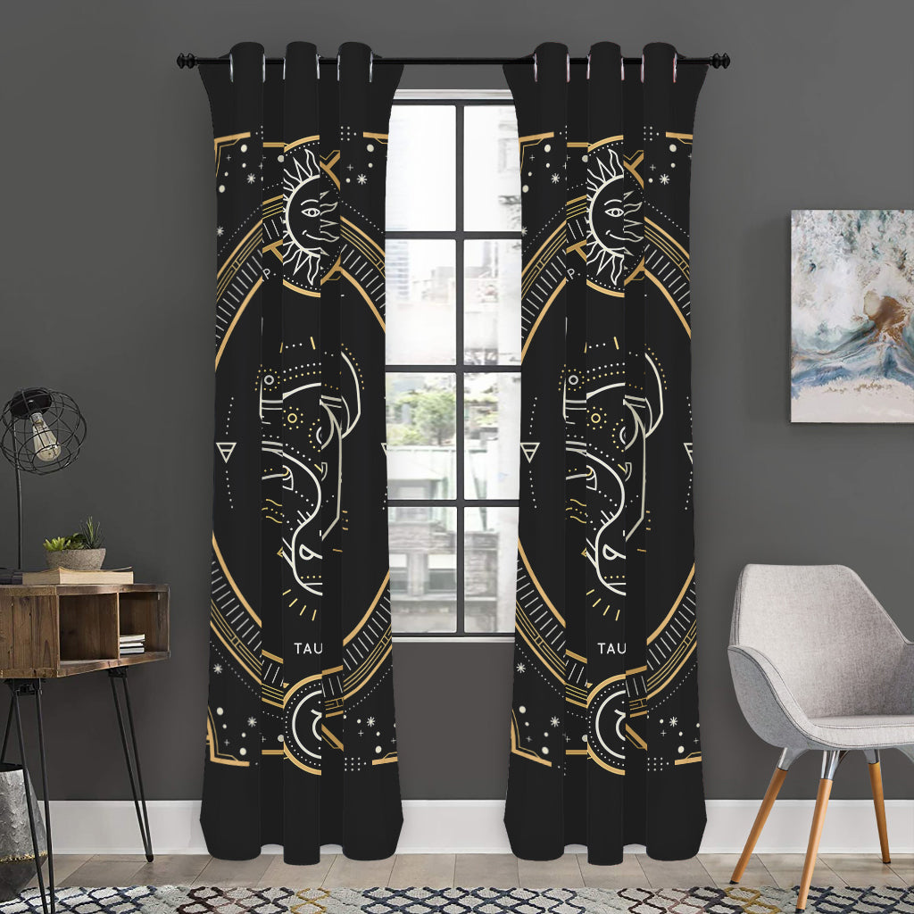 Vintage Taurus Zodiac Sign Print Curtain