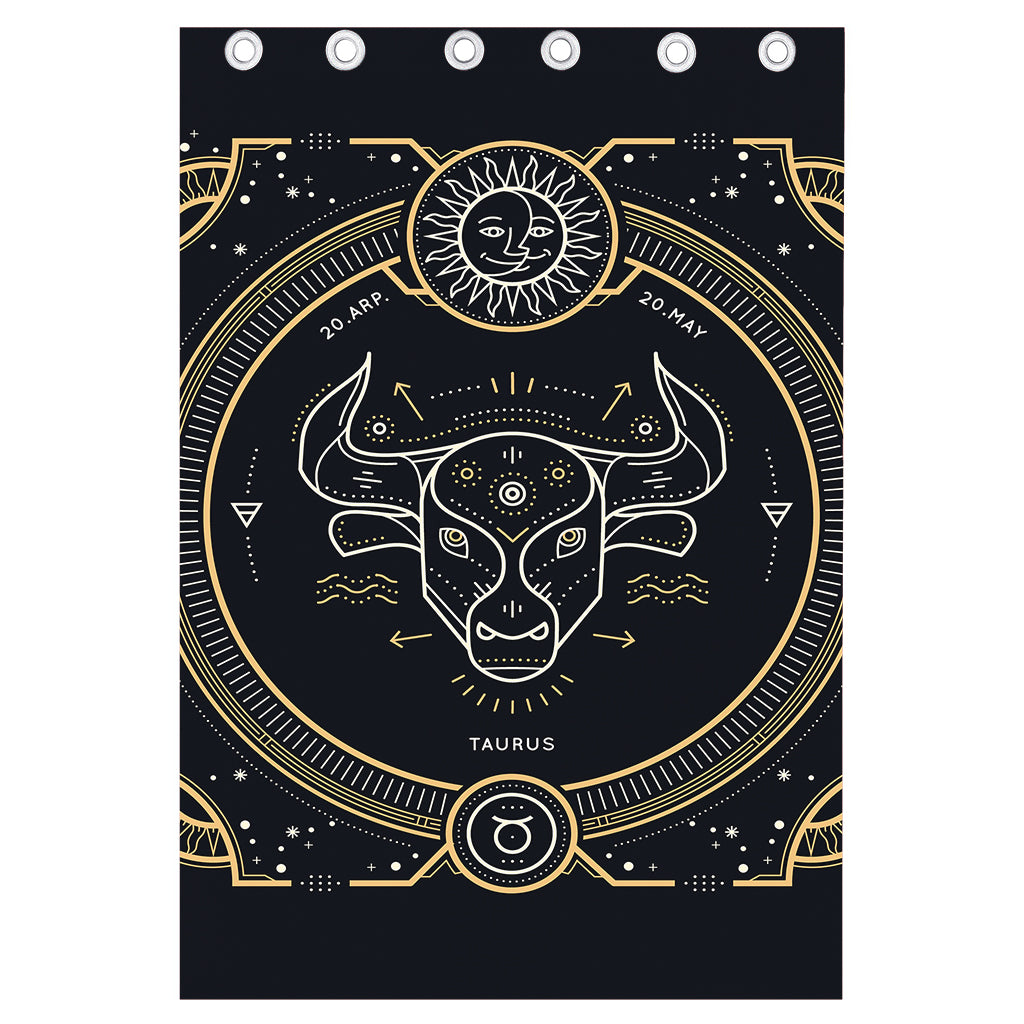 Vintage Taurus Zodiac Sign Print Curtain