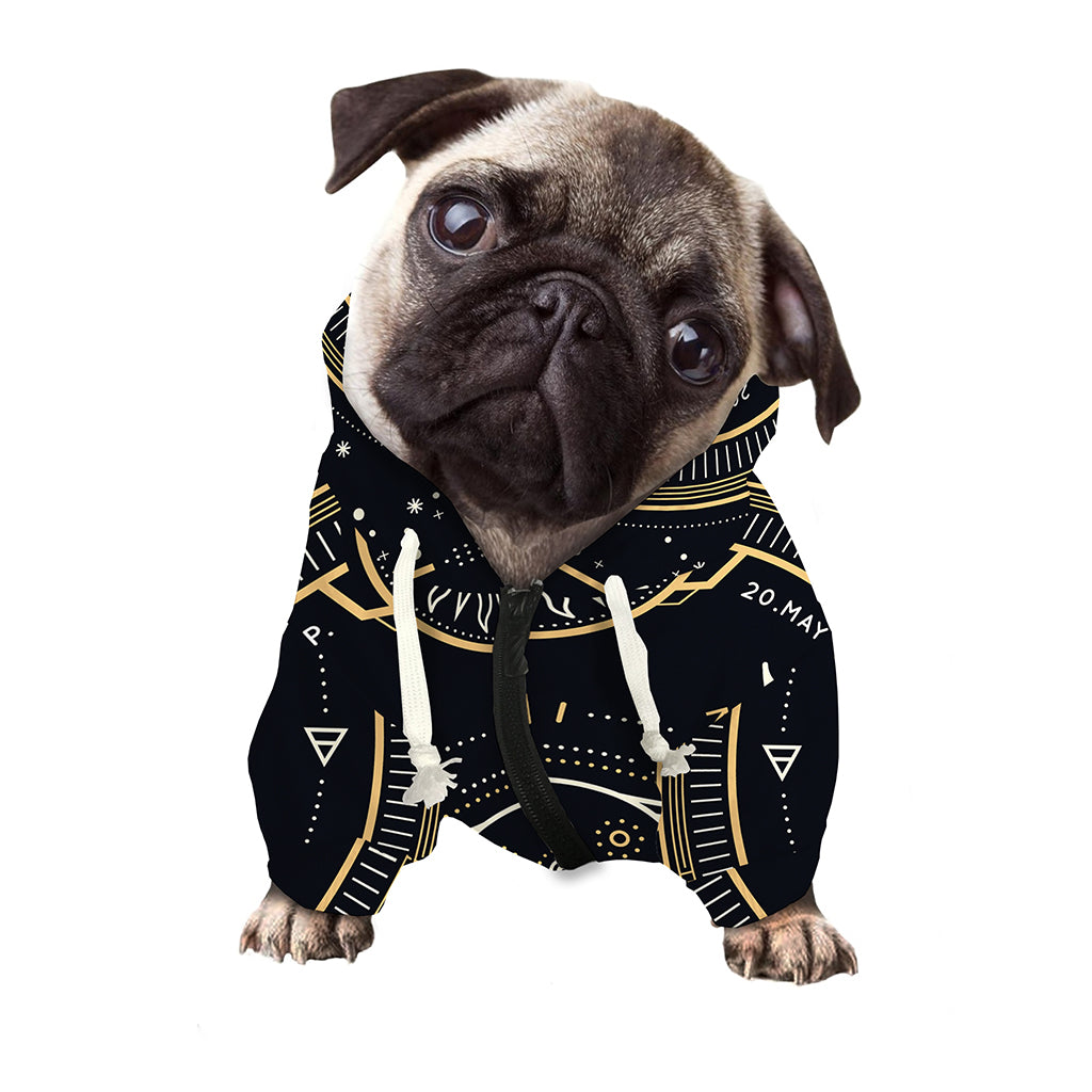 Vintage Taurus Zodiac Sign Print Dog Zip Up Hoodie