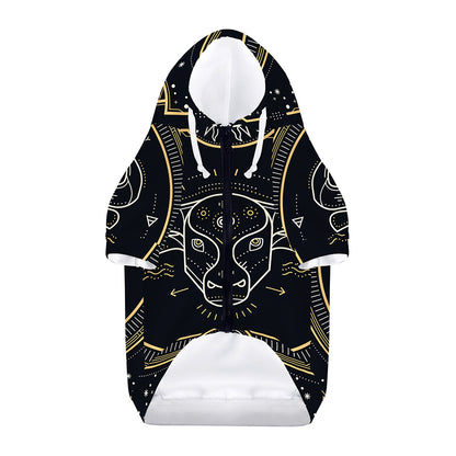 Vintage Taurus Zodiac Sign Print Dog Zip Up Hoodie