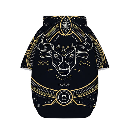 Vintage Taurus Zodiac Sign Print Dog Zip Up Hoodie