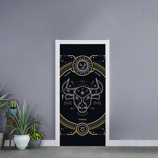 Vintage Taurus Zodiac Sign Print Door Sticker