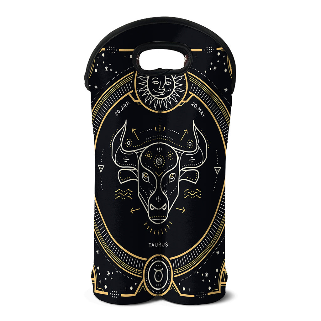 Vintage Taurus Zodiac Sign Print Double Neoprene Wine Tote