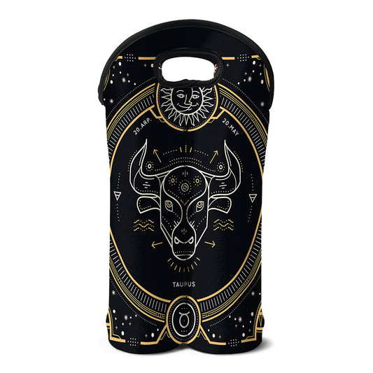 Vintage Taurus Zodiac Sign Print Double Neoprene Wine Tote