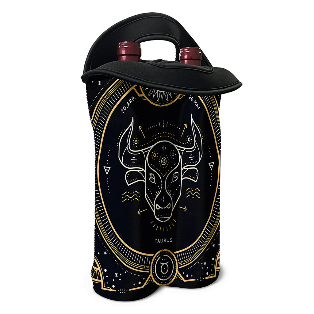 Vintage Taurus Zodiac Sign Print Double Neoprene Wine Tote