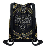 Vintage Taurus Zodiac Sign Print Drawstring Backpack