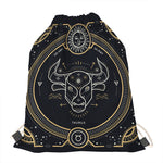 Vintage Taurus Zodiac Sign Print Drawstring Bag