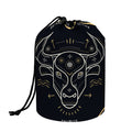 Vintage Taurus Zodiac Sign Print Drawstring Makeup Bag