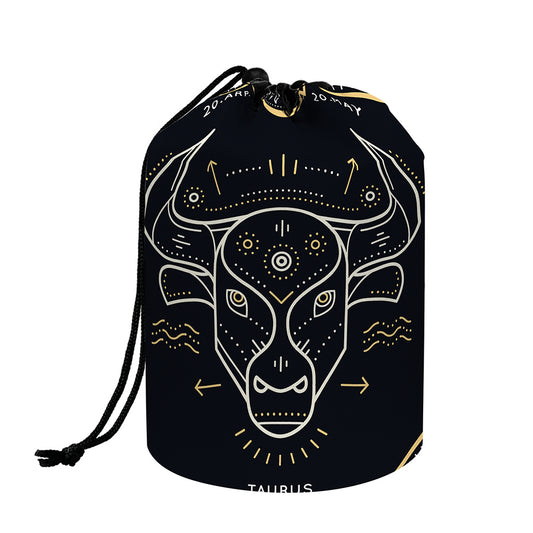 Vintage Taurus Zodiac Sign Print Drawstring Makeup Bag