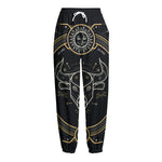 Vintage Taurus Zodiac Sign Print Fleece Lined Knit Pants