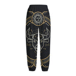 Vintage Taurus Zodiac Sign Print Fleece Lined Knit Pants