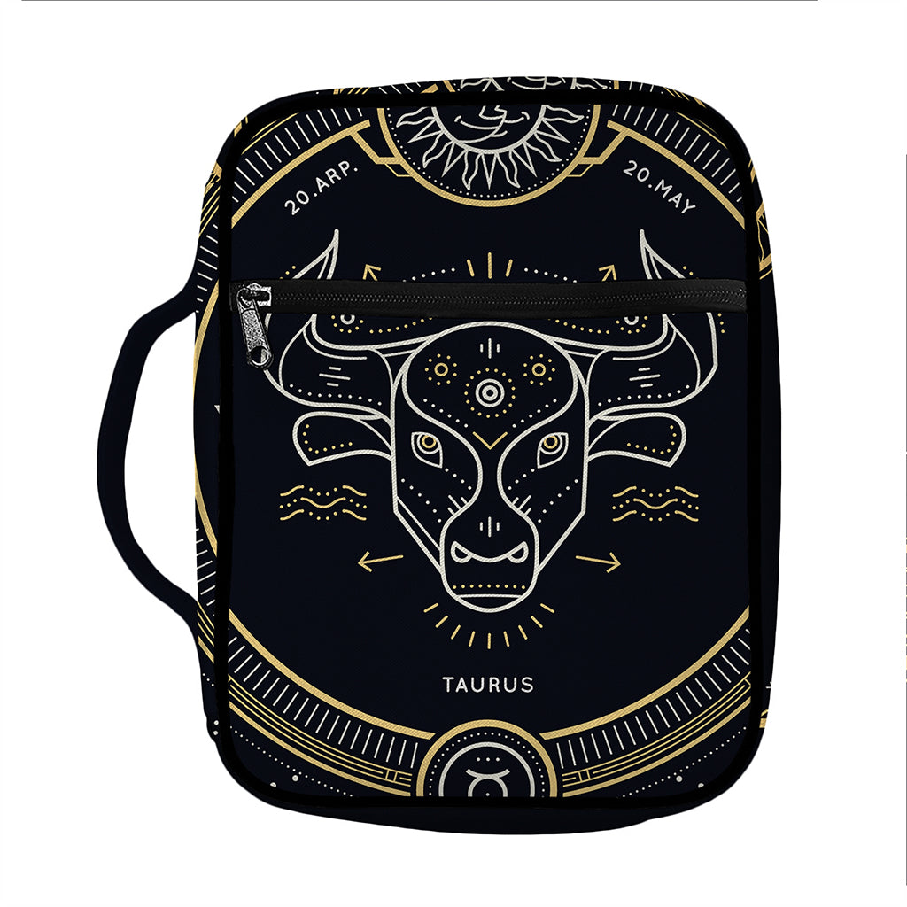 Vintage Taurus Zodiac Sign Print Front Pocket Bible Bag