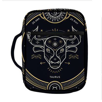 Vintage Taurus Zodiac Sign Print Front Pocket Bible Bag
