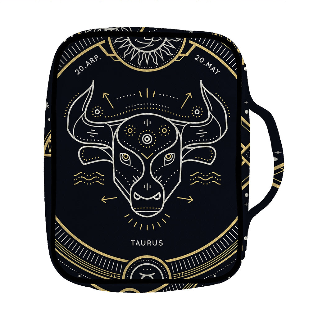 Vintage Taurus Zodiac Sign Print Front Pocket Bible Bag