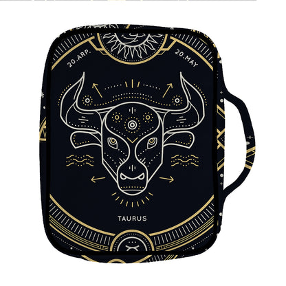 Vintage Taurus Zodiac Sign Print Front Pocket Bible Bag