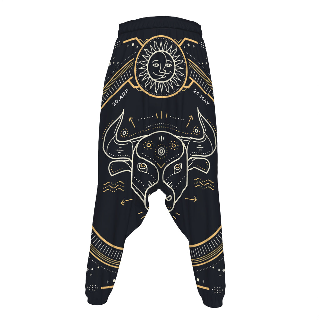 Vintage Taurus Zodiac Sign Print Hammer Pants