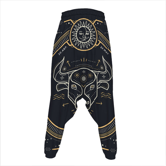 Vintage Taurus Zodiac Sign Print Hammer Pants