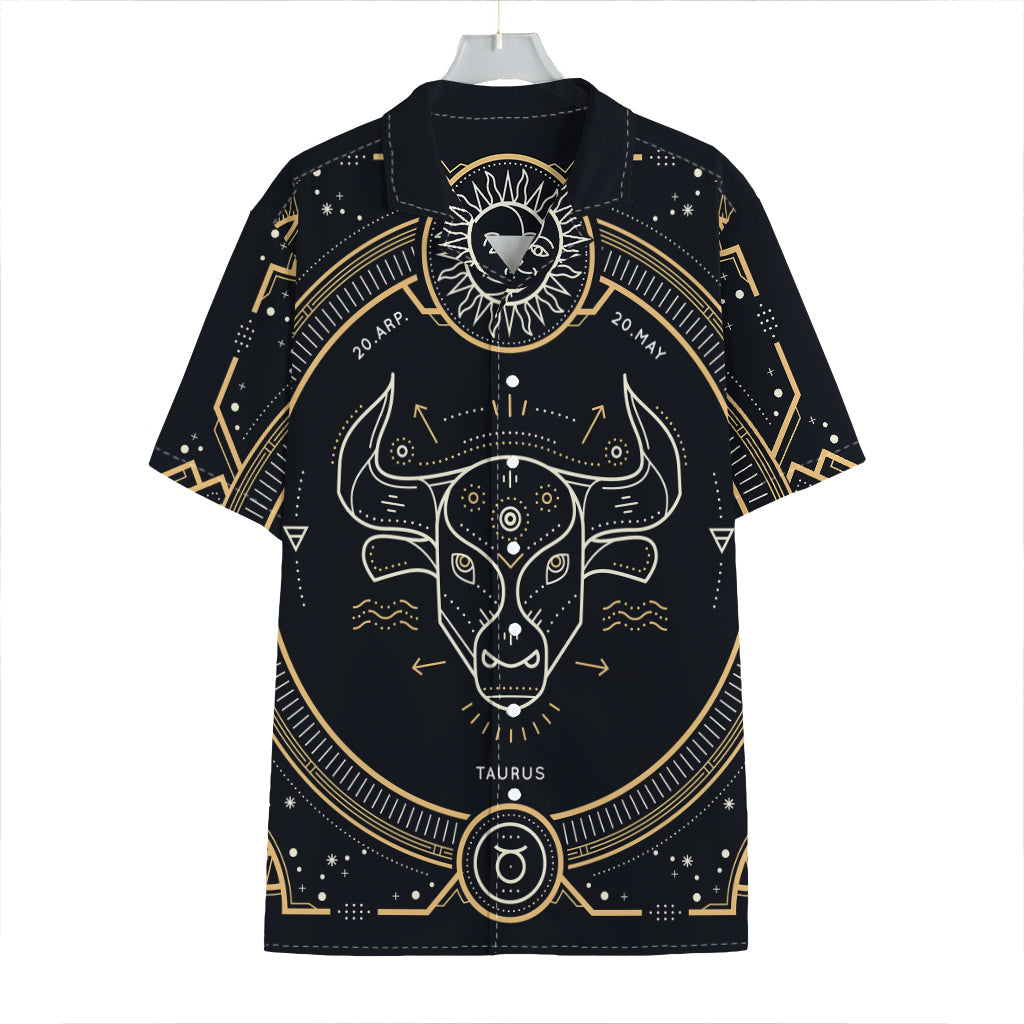 Vintage Taurus Zodiac Sign Print Hawaiian Shirt