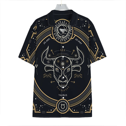 Vintage Taurus Zodiac Sign Print Hawaiian Shirt
