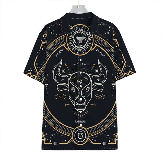 Vintage Taurus Zodiac Sign Print Hawaiian Shirt