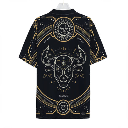 Vintage Taurus Zodiac Sign Print Hawaiian Shirt