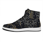 Vintage Taurus Zodiac Sign Print High Top Leather Sneakers
