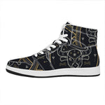 Vintage Taurus Zodiac Sign Print High Top Leather Sneakers