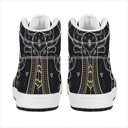 Vintage Taurus Zodiac Sign Print High Top Leather Sneakers