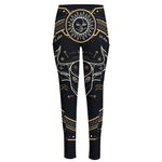 Vintage Taurus Zodiac Sign Print High-Waisted Pocket Leggings