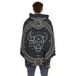 Vintage Taurus Zodiac Sign Print Hoodie Blanket