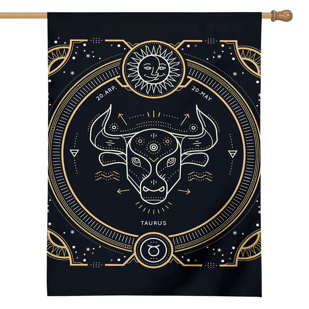 Vintage Taurus Zodiac Sign Print House Flag