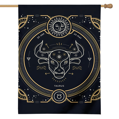 Vintage Taurus Zodiac Sign Print House Flag