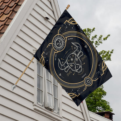 Vintage Taurus Zodiac Sign Print House Flag